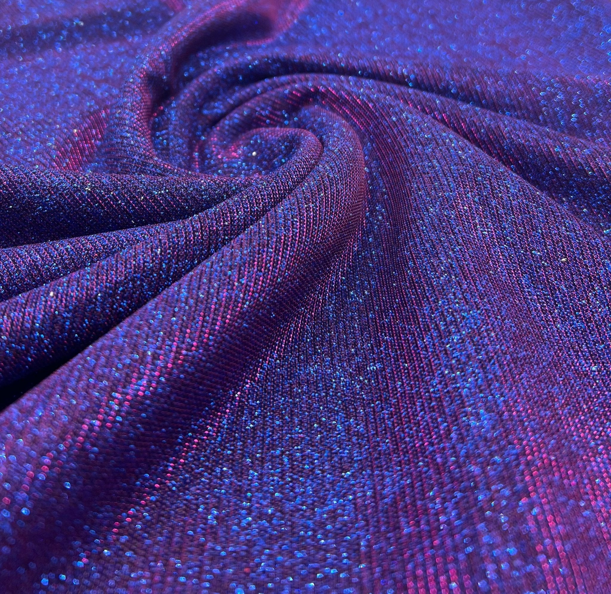 Purple Blue 2 Tone Glitter Detail Sparkle Metallic Stretch Knit Fabric - T9 Fabrics